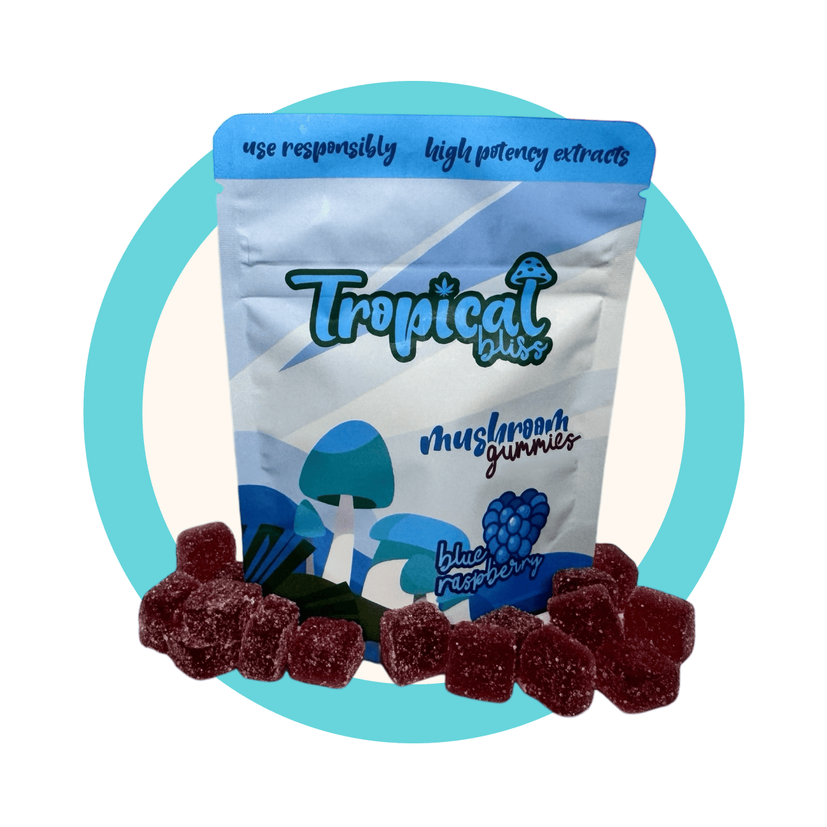 mushroom gummy blue raspberry
