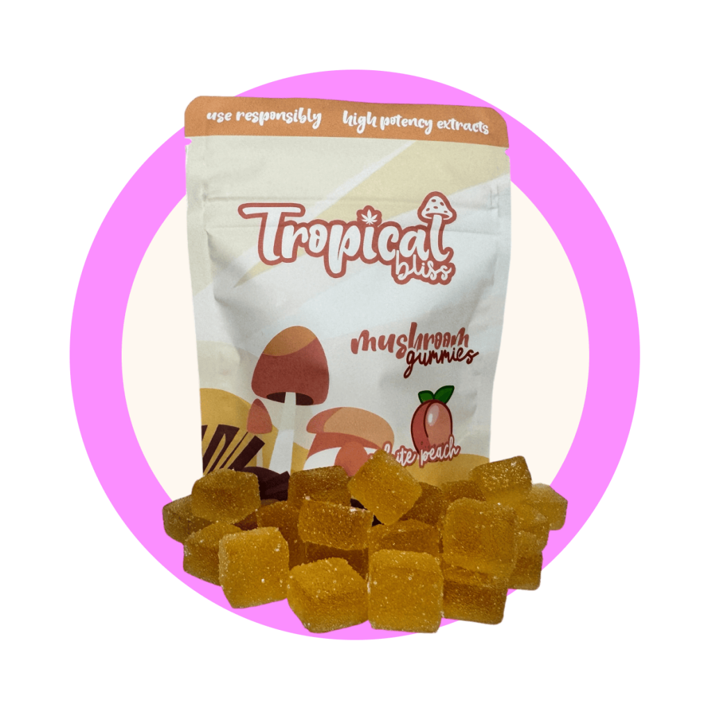 functional mushroom gummies white peach
